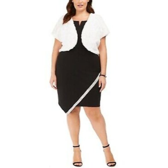 BCX Dress Womens Shrug Ivory Plus Size Faux Fur - Picture 1 of 8